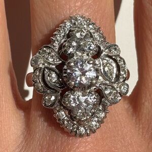 Vintage sterling silver Antique Edwardian style filigree ring size 7
